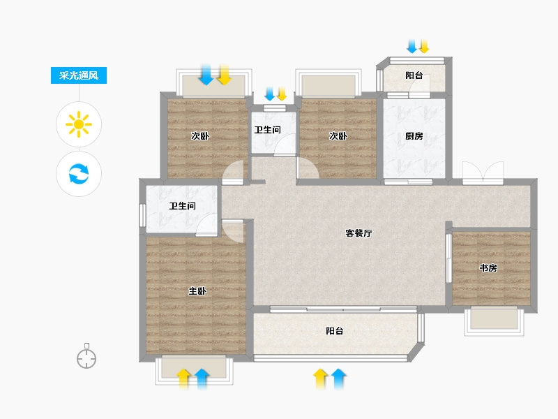 四川省-成都市-蓝光未来-107.96-户型库-采光通风