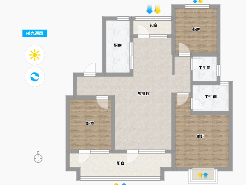 山东省-青岛市-5G海韵华府-92.00-户型库-采光通风