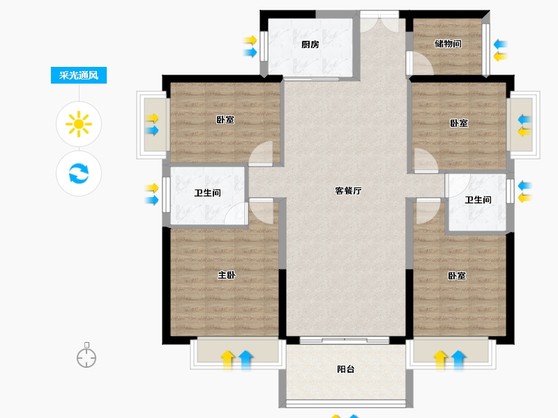 广东省-惠州市-鼎峰国汇山-108.63-户型库-采光通风