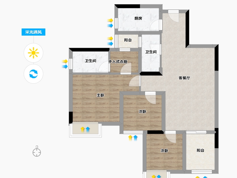 四川省-成都市-正坤悦澜庭-75.30-户型库-采光通风