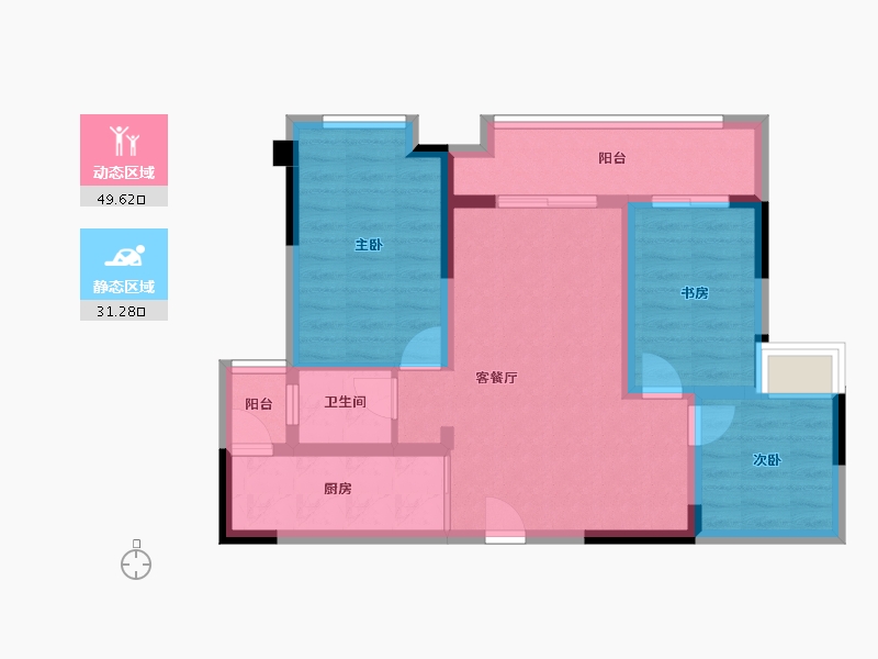 重庆-重庆市-中核天玺一品-71.44-户型库-动静分区