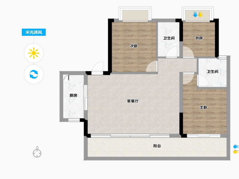 湖南省-长沙市-保利恒伟·时光印象-85.40-户型库-采光通风