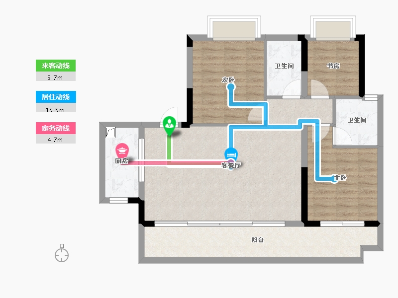 湖南省-长沙市-保利恒伟·时光印象-86.94-户型库-动静线