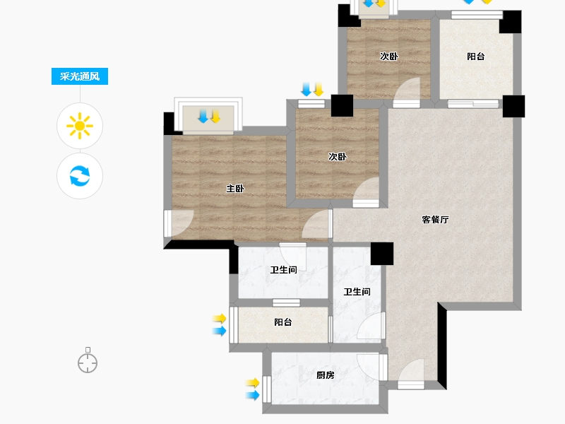 四川省-成都市-正坤悦澜庭-71.54-户型库-采光通风