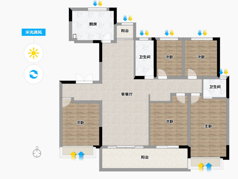 湖南省-长沙市-中海阅麓山-140.01-户型库-采光通风