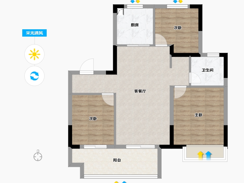 江苏省-无锡市-龙湖华亨天玺-77.60-户型库-采光通风