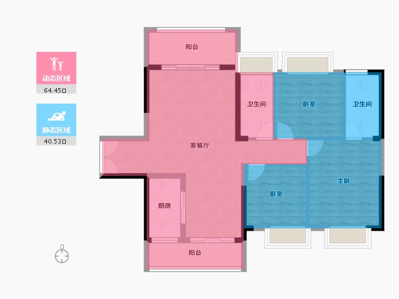 广东省-惠州市-湖心岛1号花园一期-94.48-户型库-动静分区