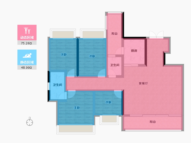 重庆-重庆市-香港置地云山岳-110.03-户型库-动静分区