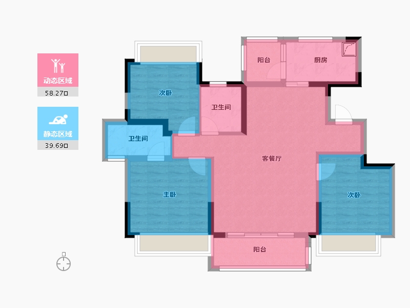 四川省-成都市-融和苑-86.41-户型库-动静分区