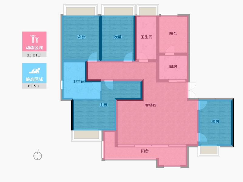 重庆-重庆市-香港置地云山岳-130.29-户型库-动静分区