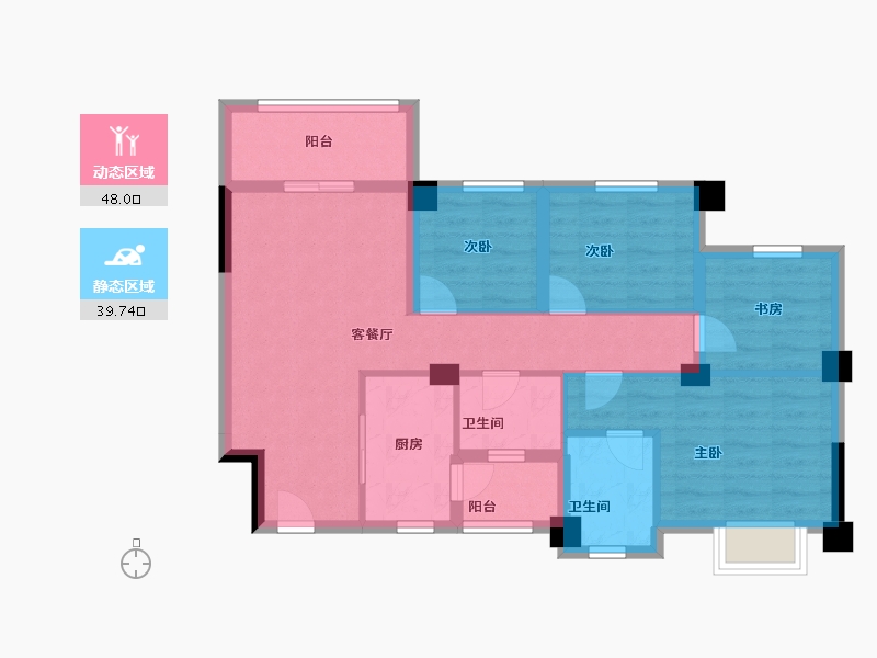 四川省-成都市-正坤悦澜庭-76.80-户型库-动静分区