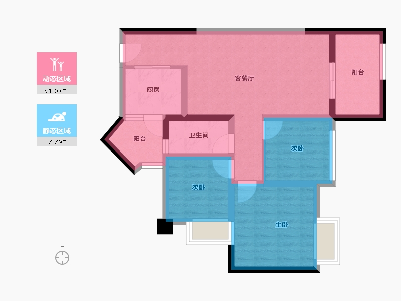 四川省-成都市-正坤悦澜庭-69.05-户型库-动静分区