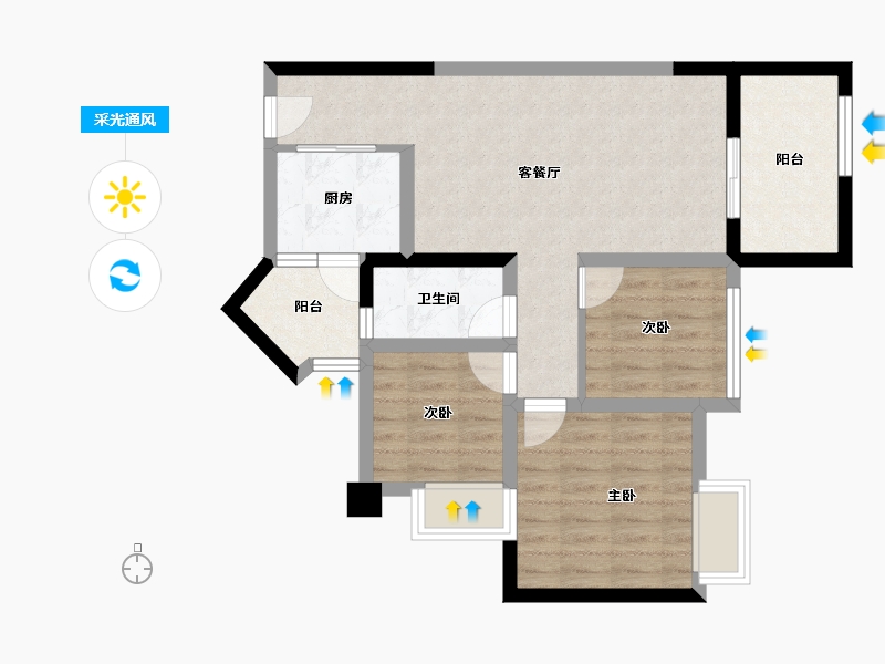 四川省-成都市-正坤悦澜庭-69.05-户型库-采光通风