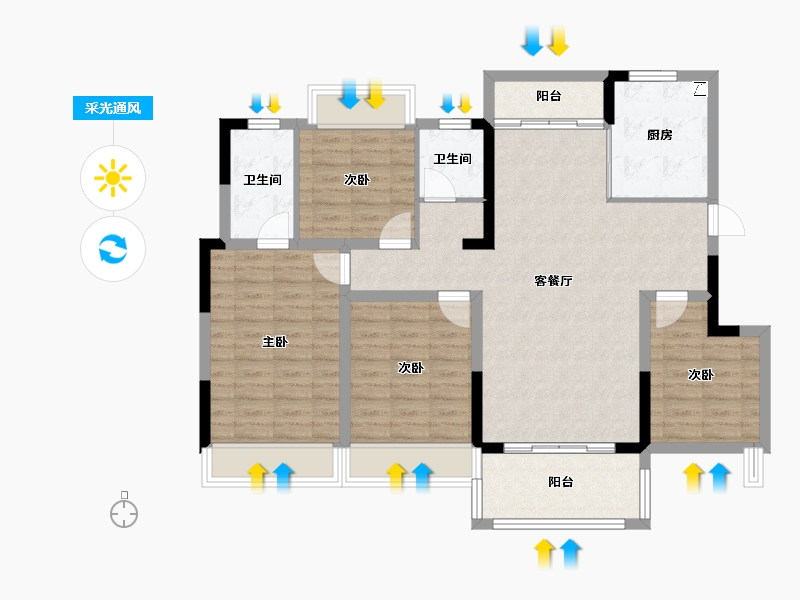 四川省-成都市-富元君庭-107.19-户型库-采光通风