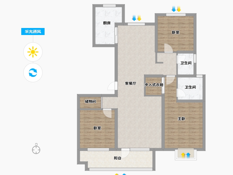 山东省-青岛市-5G海韵华府-112.00-户型库-采光通风