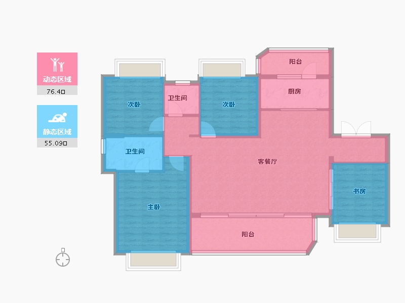 四川省-成都市-蓝光未来-119.70-户型库-动静分区