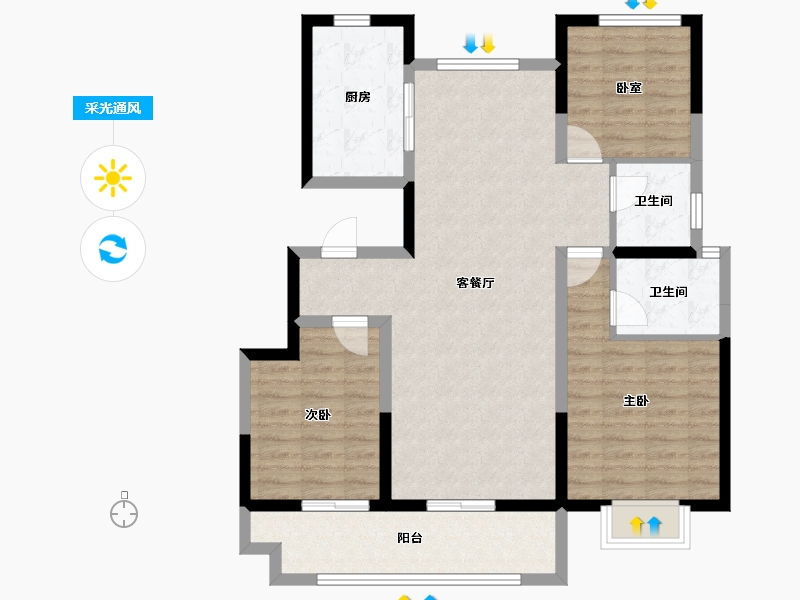 江苏省-徐州市-金鹏学府-94.94-户型库-采光通风