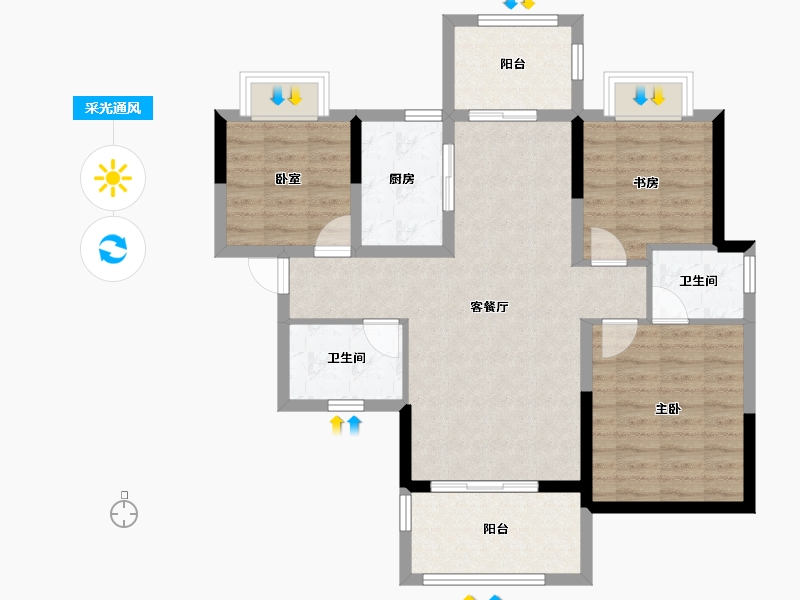 广东省-惠州市-​东亚俪景轩-87.02-户型库-采光通风