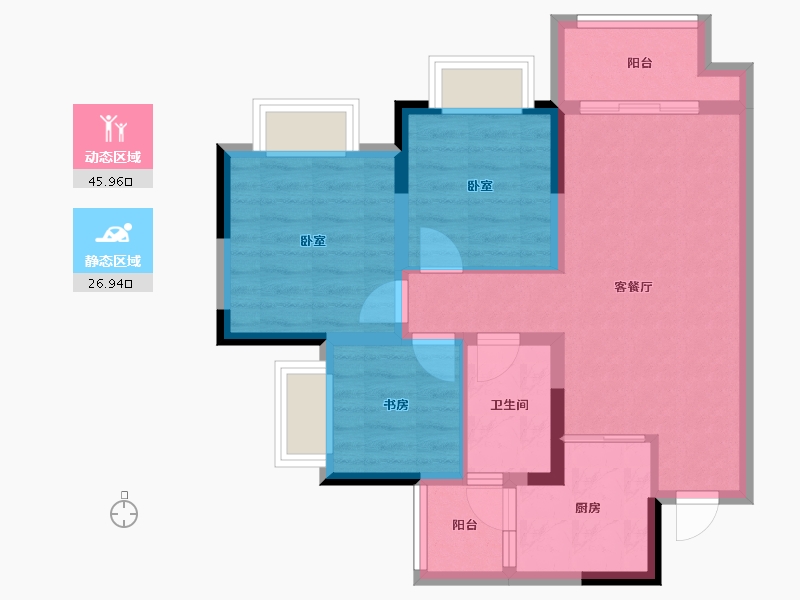 重庆-重庆市-融创开州文旅国际新城-64.13-户型库-动静分区