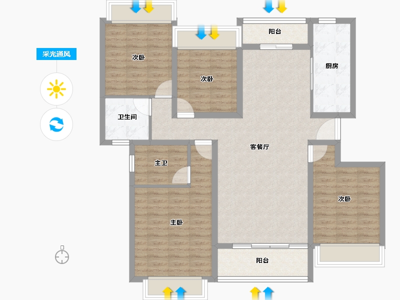 四川省-成都市-雅居乐锦城-111.50-户型库-采光通风