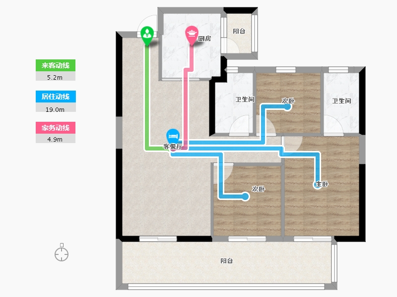 云南省-昆明市-保利天际-90.40-户型库-动静线