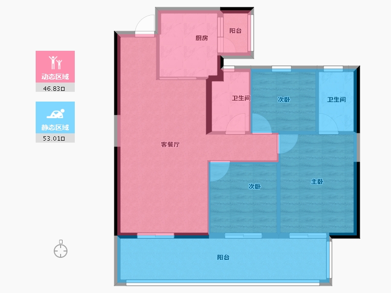 云南省-昆明市-保利天际-90.40-户型库-动静分区