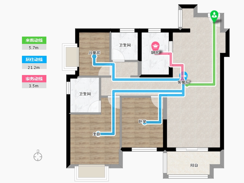 广东省-惠州市-嘉鸿新城博雅府-78.41-户型库-动静线