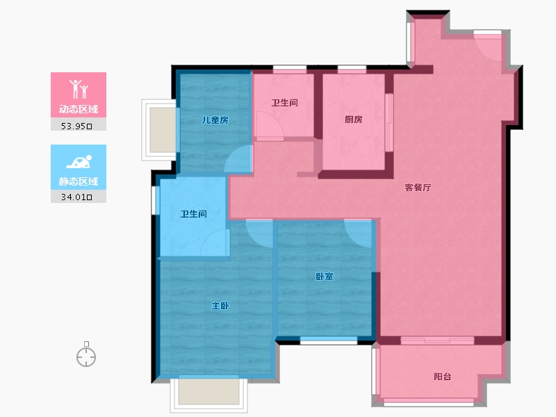 广东省-惠州市-嘉鸿新城博雅府-78.41-户型库-动静分区