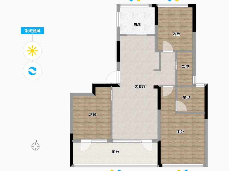 山东省-青岛市-慧通理想之城-96.00-户型库-采光通风