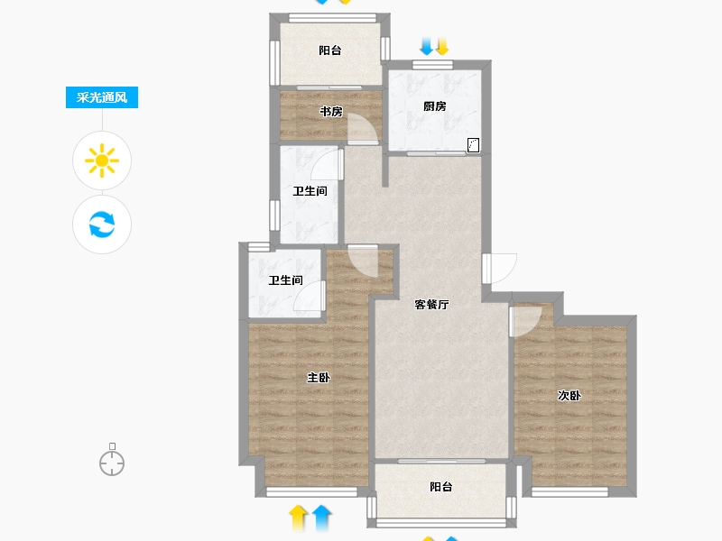 河南省-郑州市-东青·云锦熙悦-82.00-户型库-采光通风