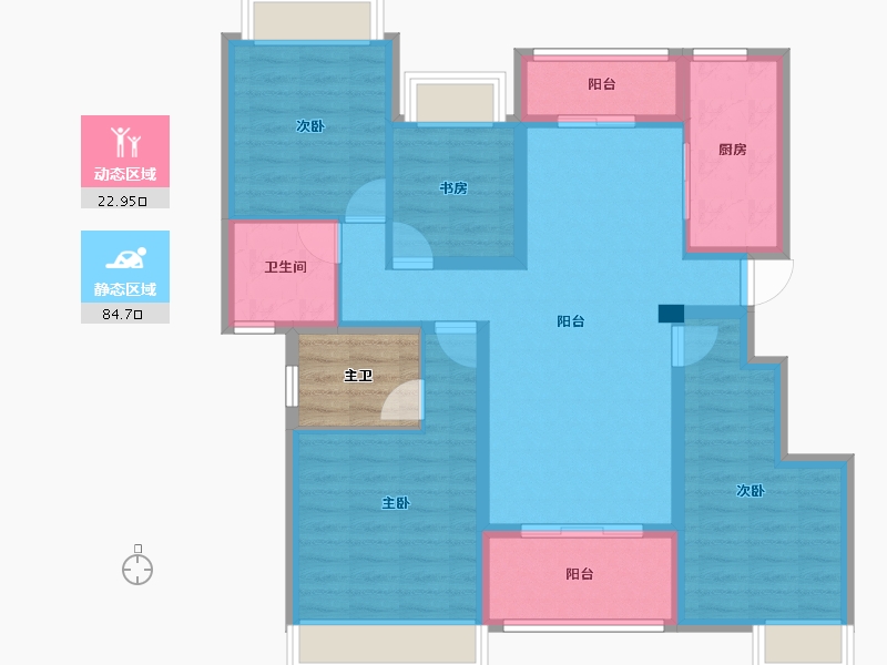 四川省-成都市-雅居乐锦城-99.76-户型库-动静分区