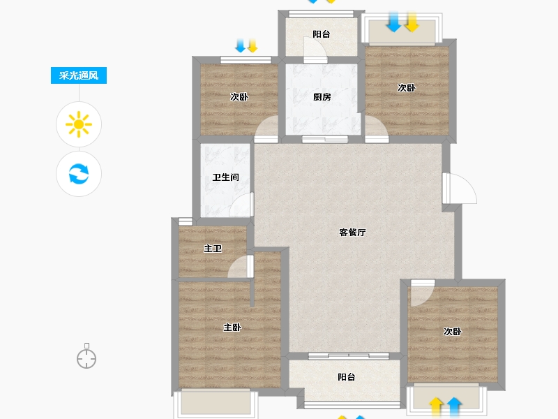 四川省-成都市-领地天府蘭台-95.66-户型库-采光通风