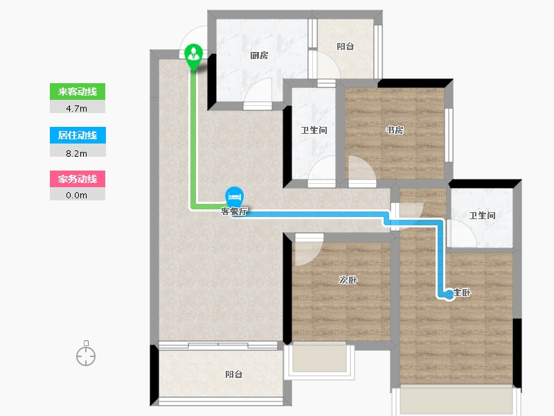 四川省-成都市-北辰鹿鸣院-77.46-户型库-动静线