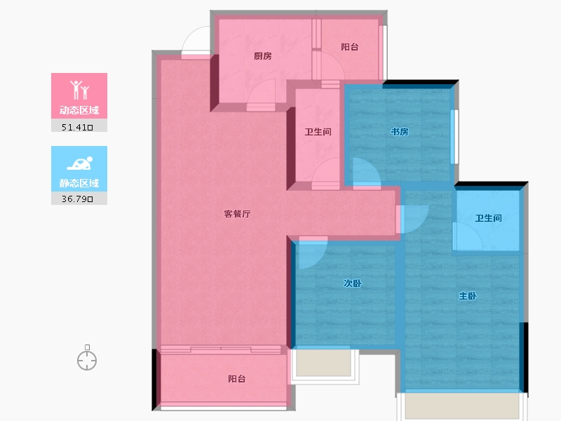 四川省-成都市-北辰鹿鸣院-77.46-户型库-动静分区