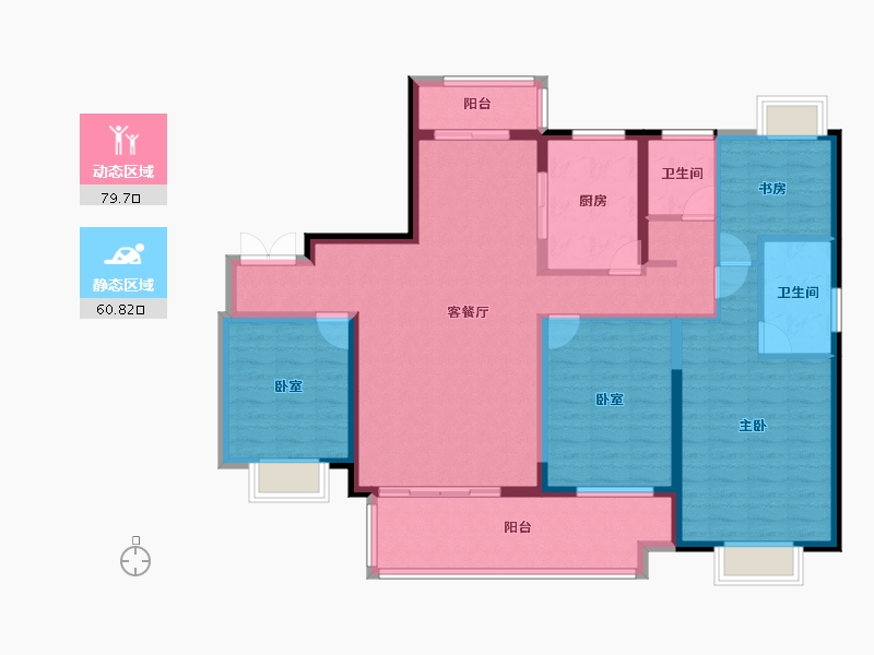 广东省-惠州市-嘉鸿新城博雅府-126.40-户型库-动静分区