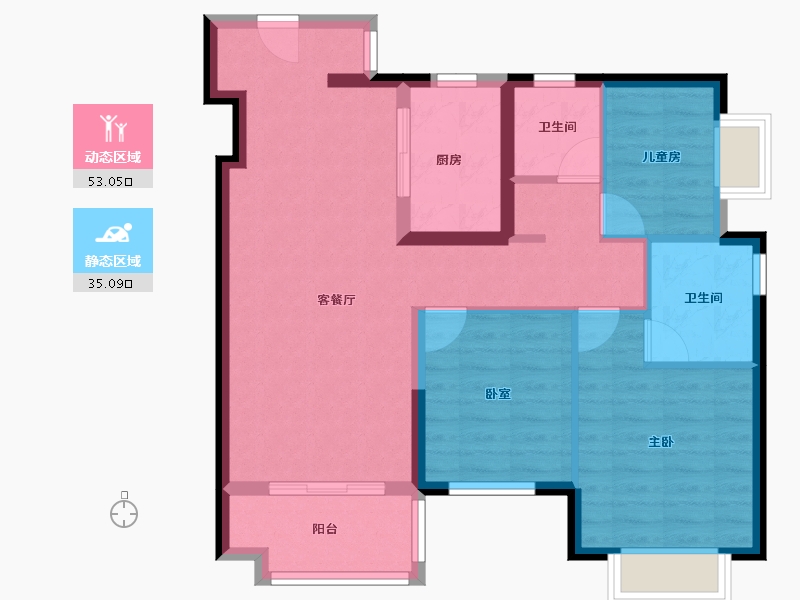 广东省-惠州市-嘉鸿新城博雅府-78.61-户型库-动静分区