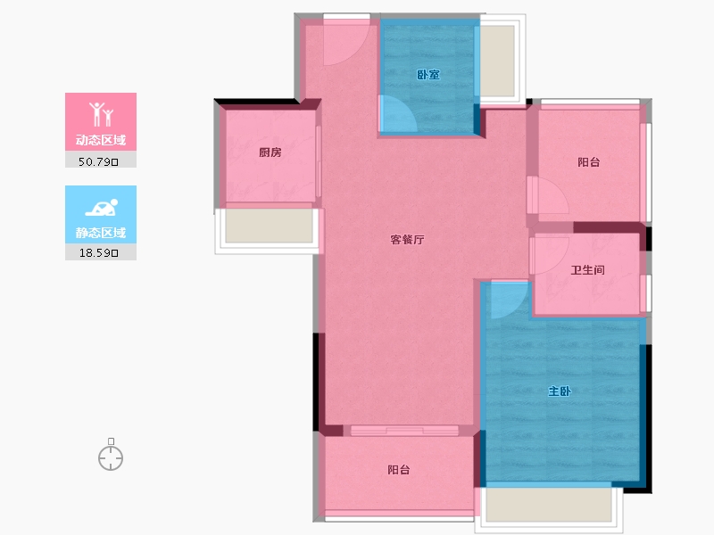 广东省-惠州市-方直彩虹里-61.73-户型库-动静分区