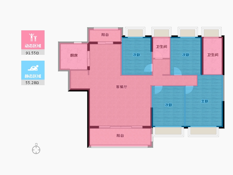 云南省-昆明市-招商公园大道-133.01-户型库-动静分区