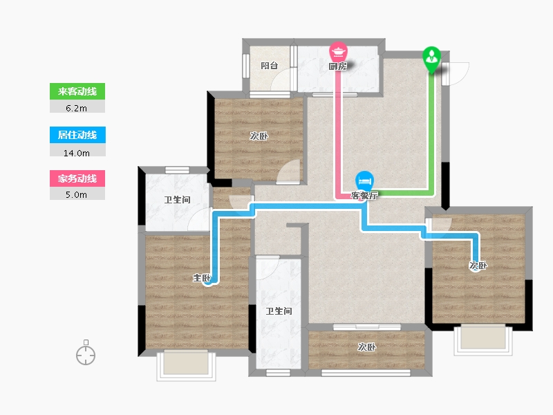 浙江省-金华市-朝阳湖畔-96.69-户型库-动静线