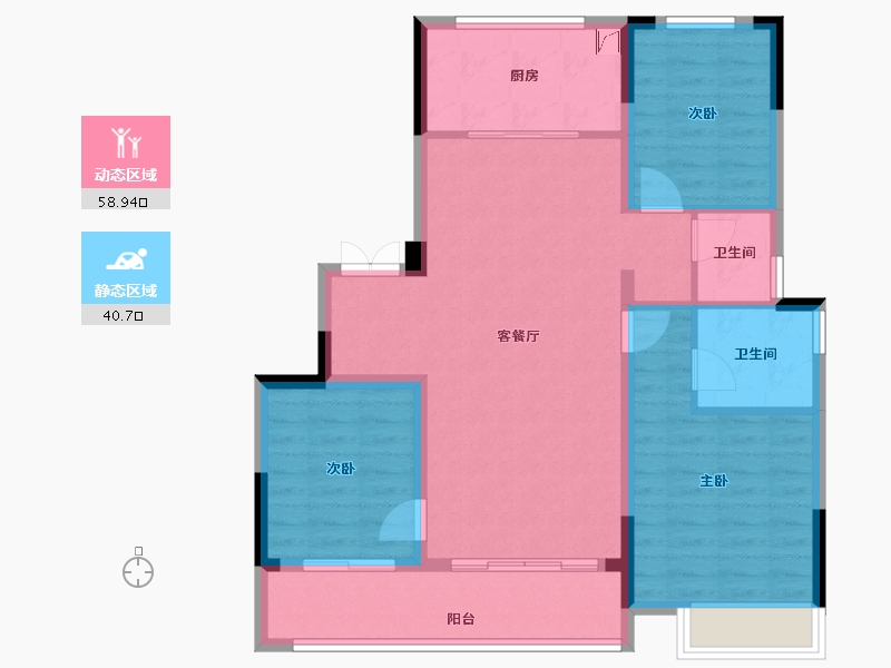 浙江省-金华市-蓝城春风溪语-89.56-户型库-动静分区