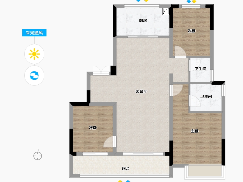 浙江省-金华市-蓝城春风溪语-89.56-户型库-采光通风