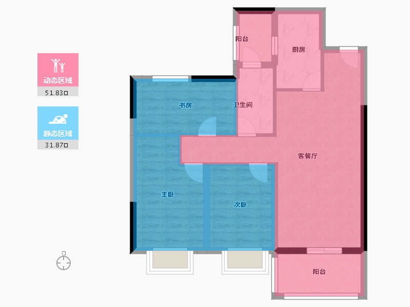 云南省-昆明市-保利城-74.40-户型库-动静分区