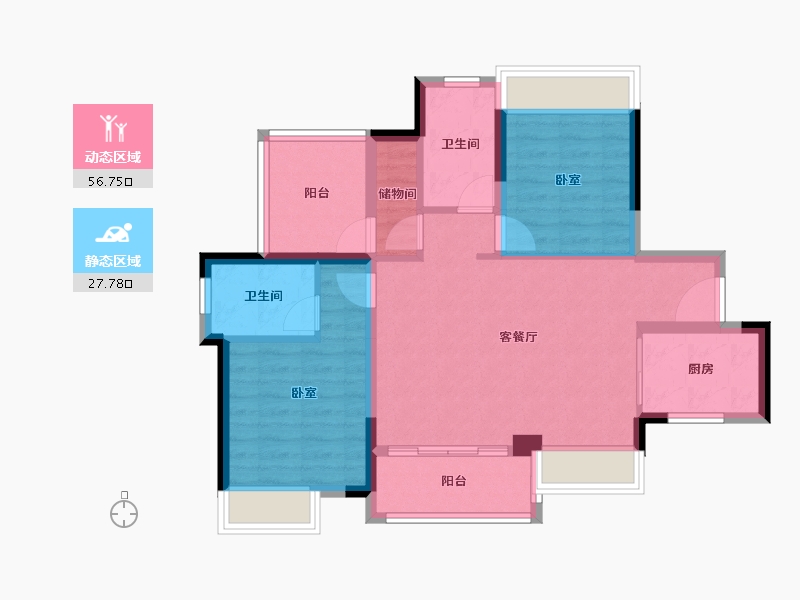 广东省-惠州市-佳兆业东江新城-75.00-户型库-动静分区