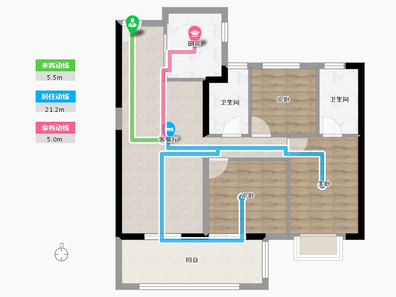 云南省-昆明市-保利天际-79.98-户型库-动静线