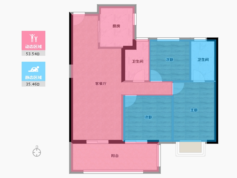 云南省-昆明市-保利天际-79.98-户型库-动静分区