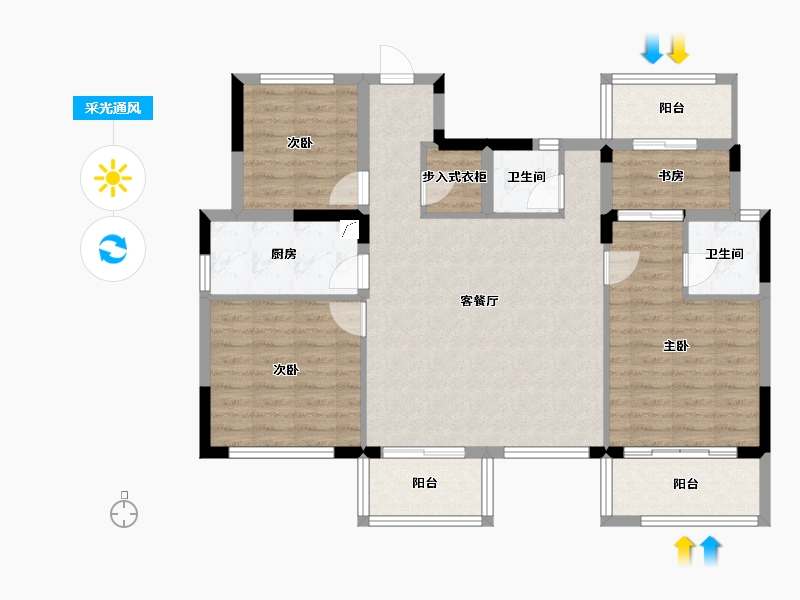 浙江省-宁波市-宁宸府-100.00-户型库-采光通风