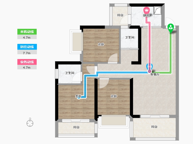 广西壮族自治区-南宁市-八桂绿城龙庭水岸-75.00-户型库-动静线