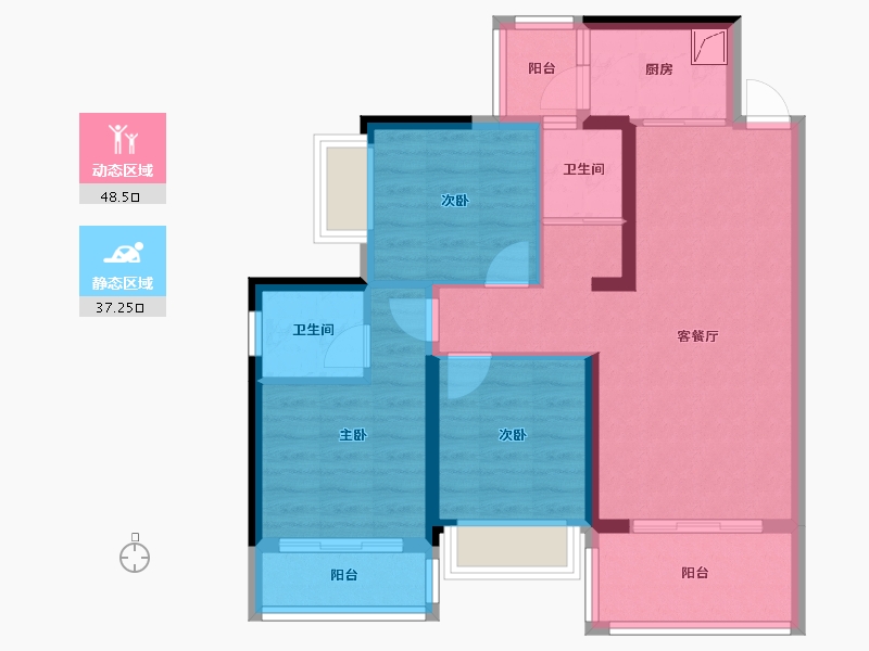 广西壮族自治区-南宁市-八桂绿城龙庭水岸-75.00-户型库-动静分区