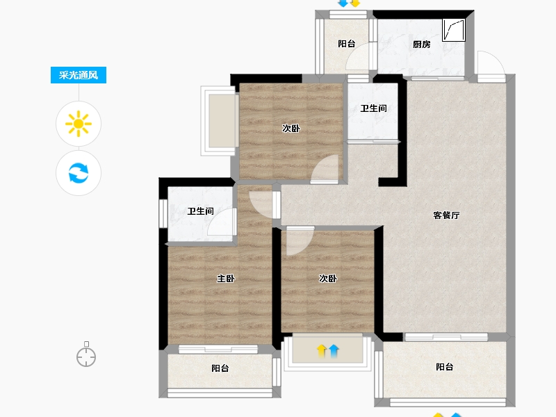 广西壮族自治区-南宁市-八桂绿城龙庭水岸-75.00-户型库-采光通风