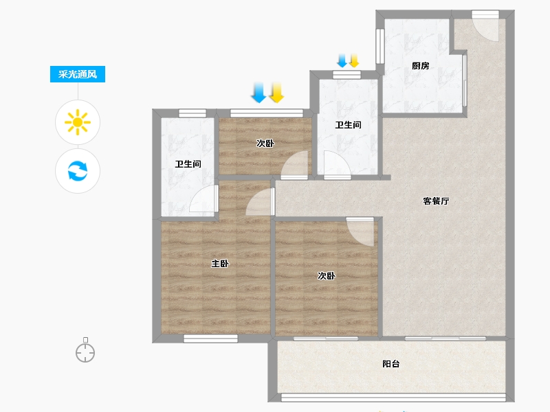 江苏省-苏州市-兰亭天悦-82.54-户型库-采光通风